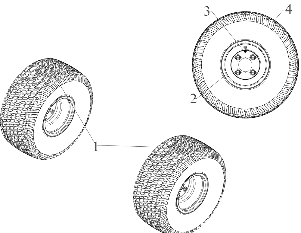 Wheels-Rear Diagram and Parts List for ZT1-54KH (17CM010)(2022) Cub Cadet Lawn Tractor